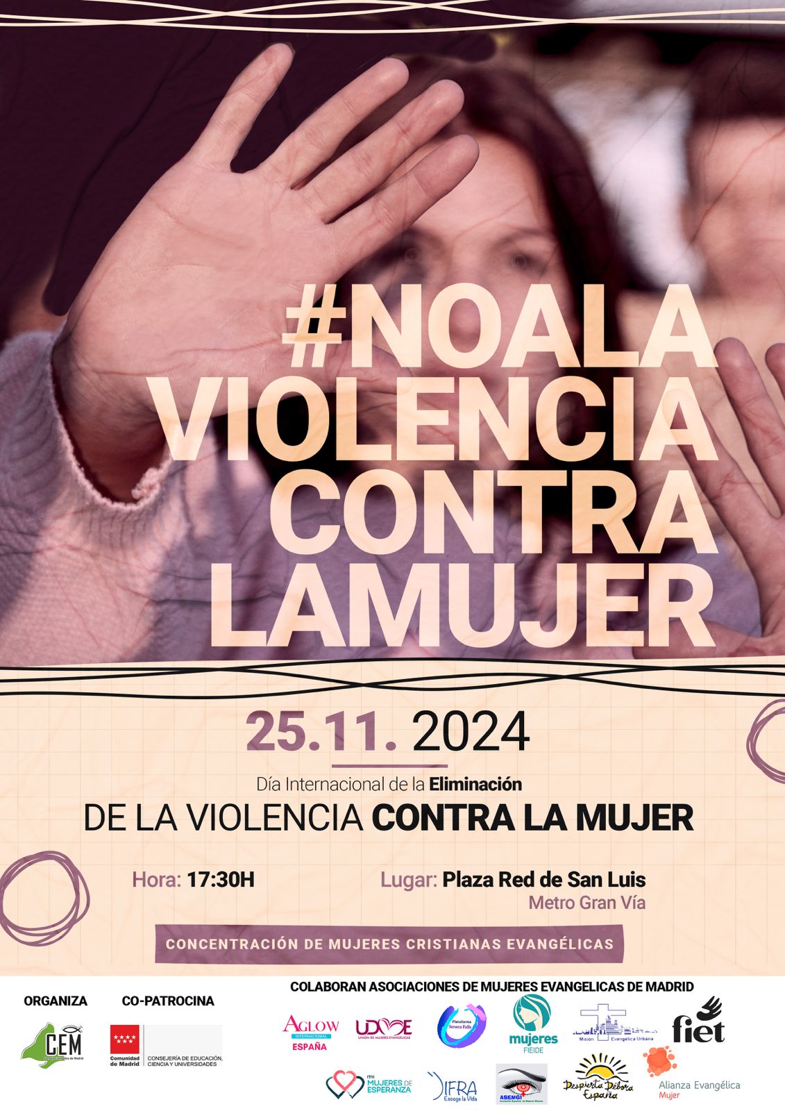 ÚNETE A LA CONCENTRACIÓN DE MUJERES EVANGÉLICAS CONTRA LA VIOLENCIA HACIA LA MUJER